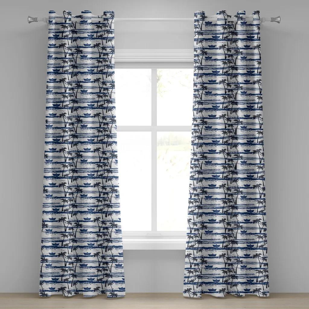 Rideau à œillets ABAKUHAUS Palme Motif Hawaïen Bleu 280x245 cm