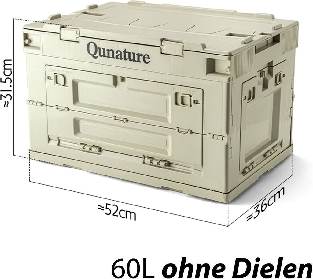 Qunature Camping Box Faltbar Campingbox Organizer Klappkiste Klappbox Holzaufbewahrungsbox 60L Ohne Deckel