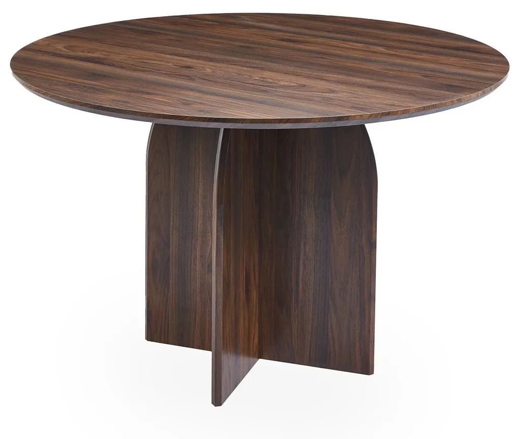 Table de repas ronde 120cm Calyptus bois foncé pour salle à manger