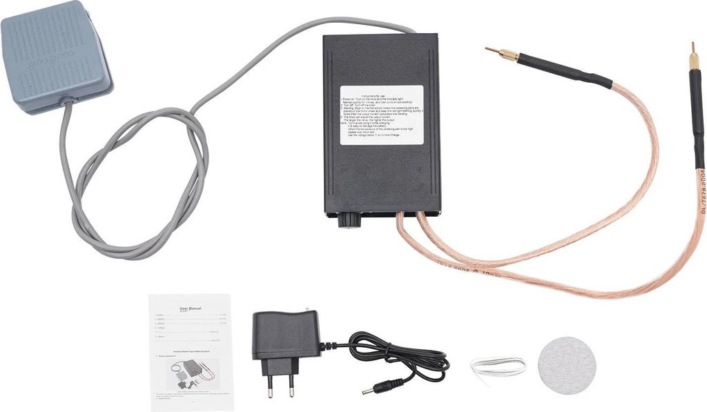 Punktschweißgerät - Tragbar mit Fußpedal - 8000 W - 9 Stufen - Für 18650-Akkus - 0,1–0,3 mm - EU-Stecker - Schwarz