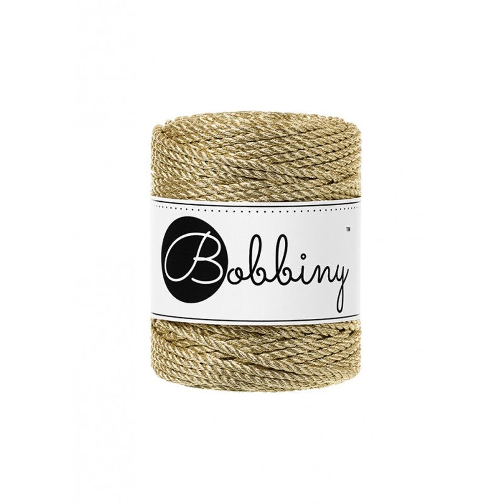Bobbiny 3PLY Macramé Rope 3 mm 50 m Metallic Gold Schnur Produktbild 