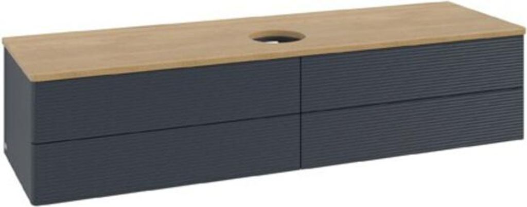 V&B Waschtischunterschrank mit Frontstruktur Antao 160x50cm, WBP hon. Oa, md bl. m Lac