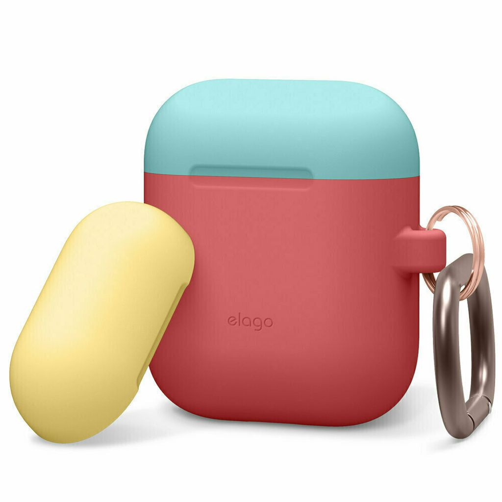 Elago Duo Hang Case fr AirPods 2 / AirPods 1 Body-Italian Rose / Top-Coral Blue und Yellow