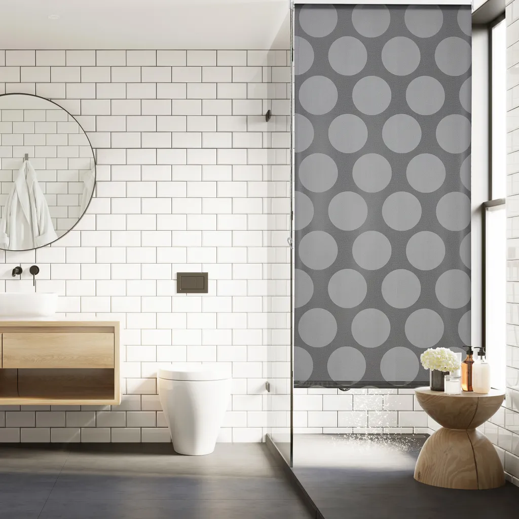 Store de douche Gris à Pois imperméable - Solution anti-éclaboussures