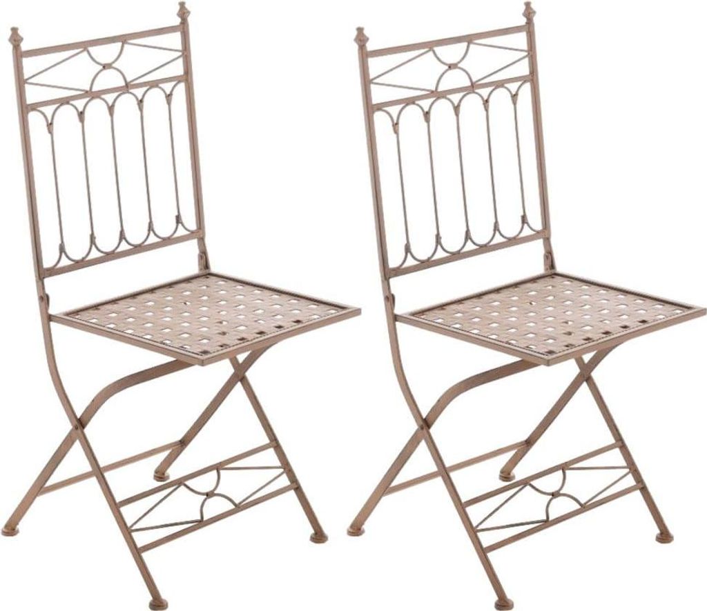 2-teiliges Klappstuhl-Set - Klappstühle - Nostalgisches Design, eleganter Blickfang im Garten | Farbe: Antikbraun