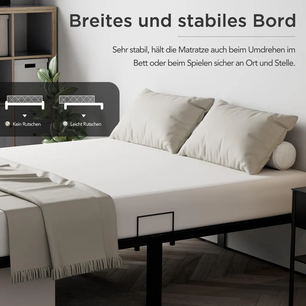 Lit d'invité 140x200 cm en Acier Noir - Solution Couchage Durable - 8