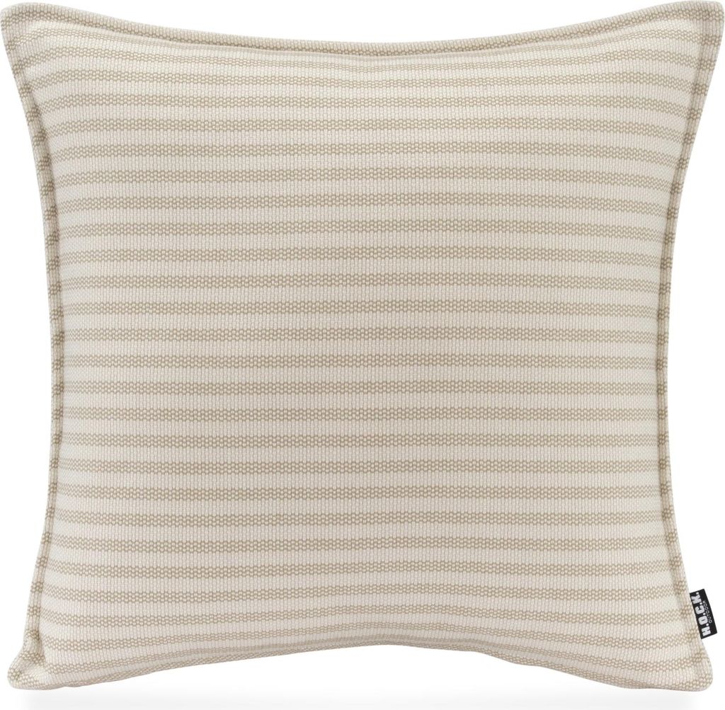 H.O.C.K. Nova Outdoor + Indoor Kissen 45x45cm mit Biese col. 2 beige taupe schmale Streifen in&out