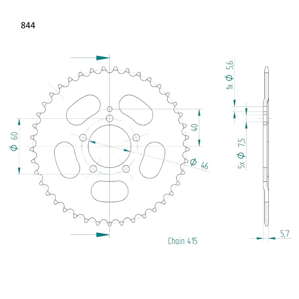 Pignon 32 dents pas 415 type 0844 noir pour Zündapp M25 M50 Bergsteiger
