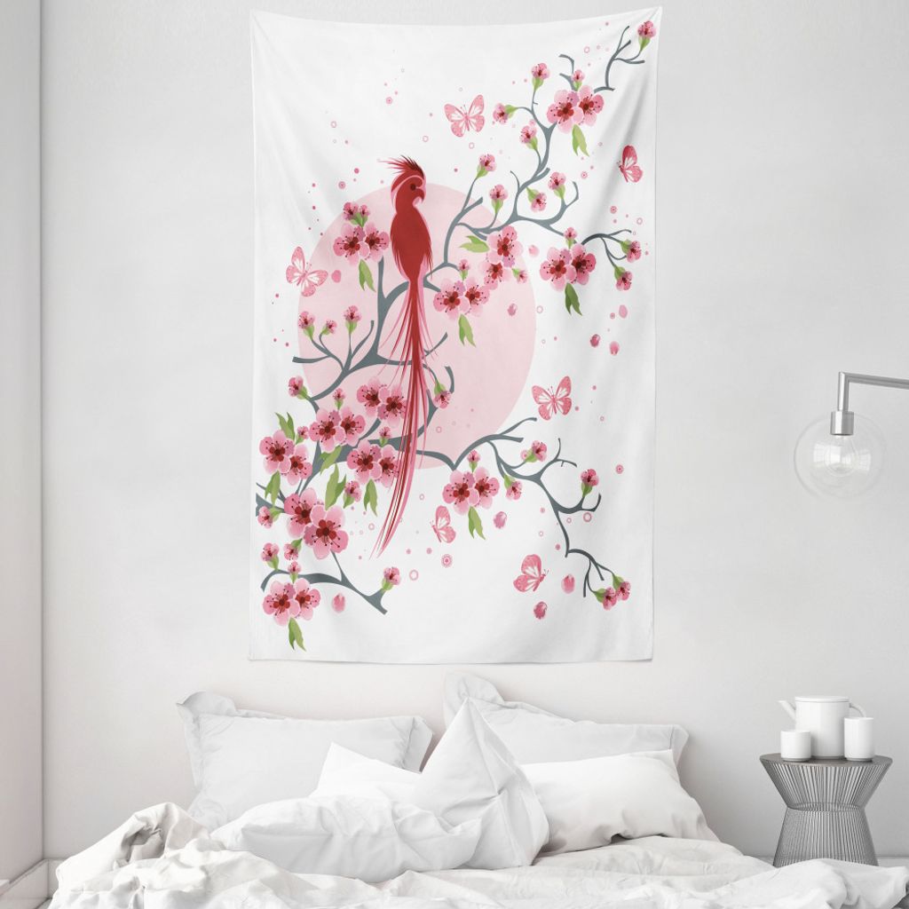 ABAKUHAUS Tier Wandteppich und Tagesdecke, Mythisches Phoenix-Vogel aus Weiches Mikrofaser Stoff Waschbar ohne Verblassen Digitaldruck, 140 x 230 c...