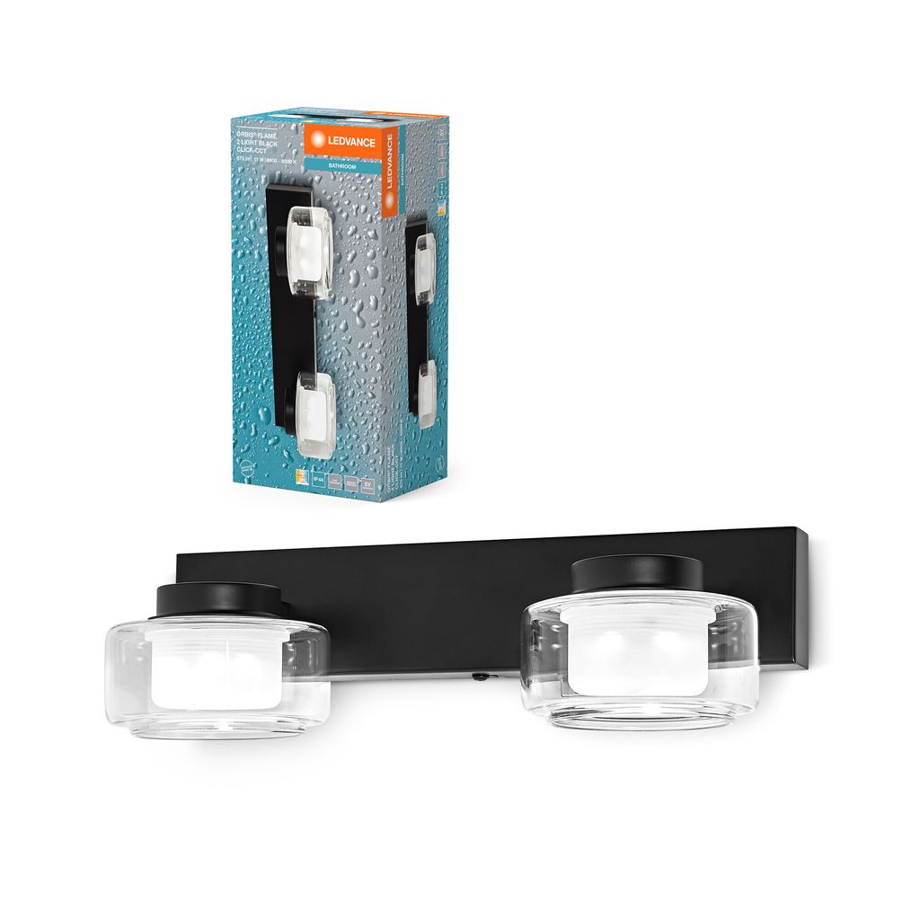 Ledvance LED Wandleuchte Lampe Orbis Flame Schwarz IP44 2 x Produktbild 