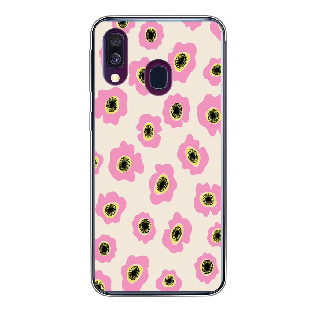 MuchoWow Handyhülle Schutzhülle Hülle für Samsung Galaxy A40 Blume - Muster - Abstrakt Silikon Softcase Handy Hülle - Handy-Tasche - Geburts...