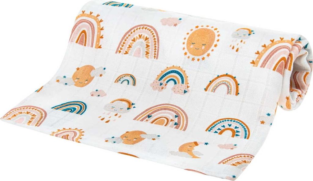 BambusWindel 120x120 cm Regenbogen / Bocioland