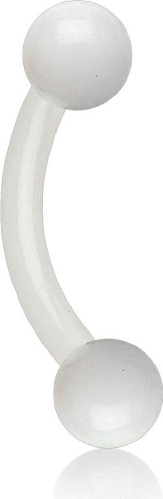 viva-adorno 1,2x8x3mm Piercing Banane Augenbrauenpiercing Kunststoff Kunststoff Kugeln in verschiedenen Farben und Größen Z306, weiß