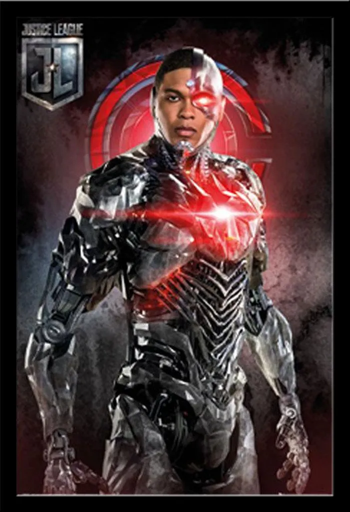 Cornice Shinsuke MDF Nero con Poster Cyborg Solo Justice League Maxi