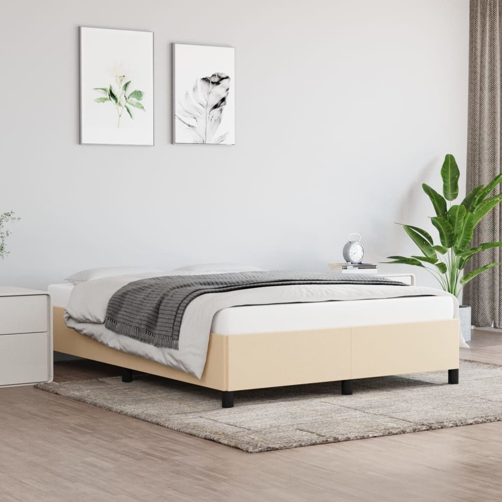 The Living Store Bettgestell Creme 140x190 cm Stoff