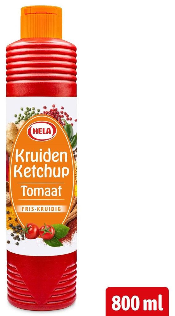 Hela Tomato Kruidenketchup 800g – Pikantny ziołowy ketchup Zdjęcie produktu 