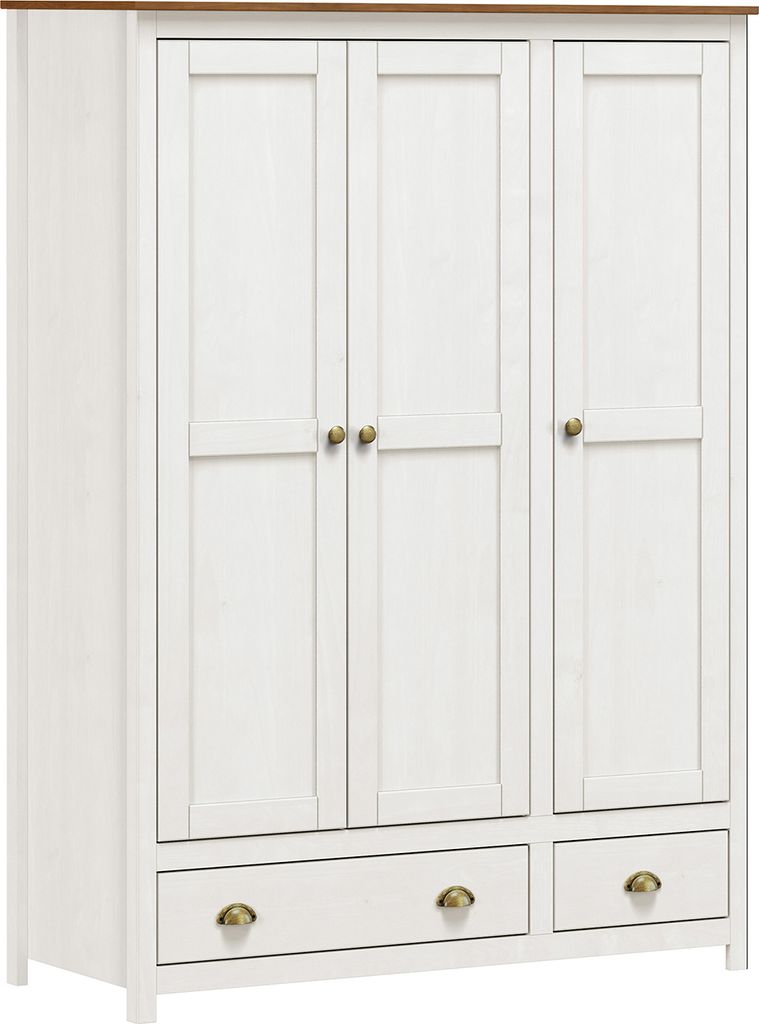 Möbilia Kleiderschrank | 3 Türen, 2 Schubladen | Kiefer Produktbild 