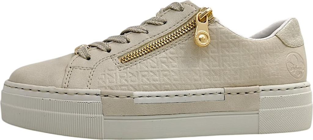 RIEKER Damen Sneaker beige weiß gold Kunstleder - Größe: 38 Produktbild 