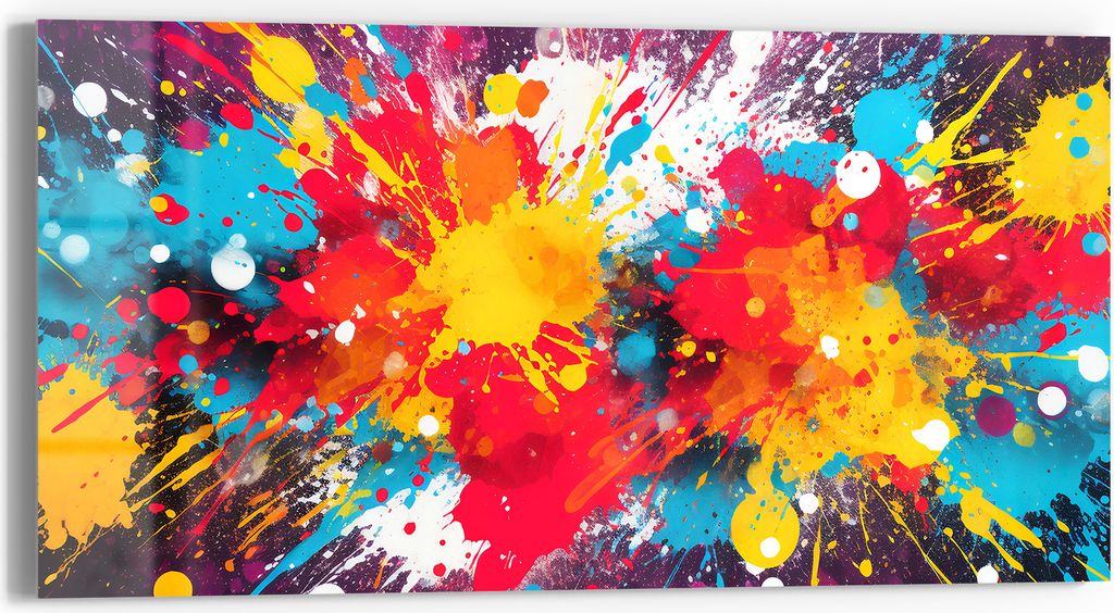 DEQOART Glasbild Echtglas 60x30 cm 'Leuchtende Explosion' Wandbild Bild modern Deko