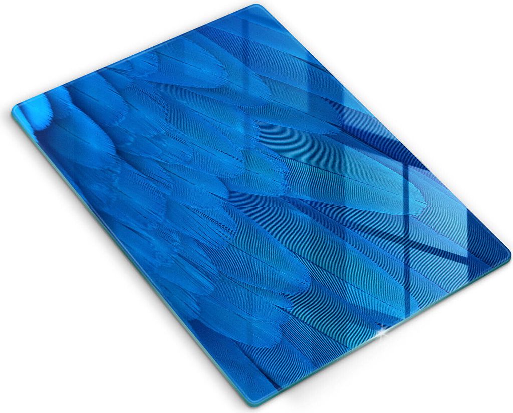 Glasschneideplatte - Herdabdeckplatte - 40x52 cm - Schneidebrett - Spritzschutz - Vogelfedern
