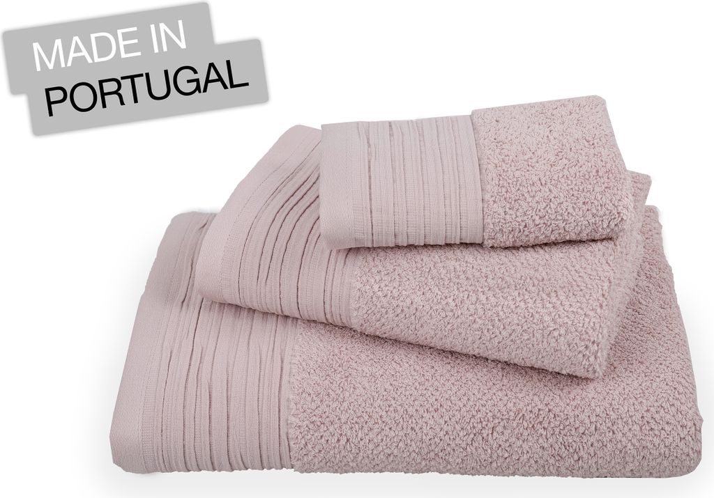 jilda-tex Premium Handtuch Leinenoptik Frottierware Set 100% Baumwolle Verschiedene Größen/Farben (Rosa, 2 x Premium Handtuch 50x100 cm)