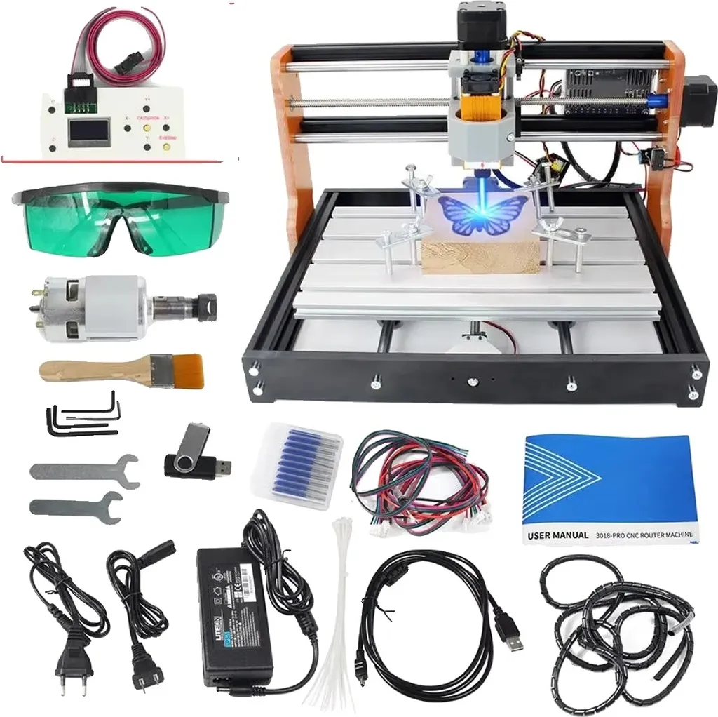 CNC 3018 Pro avec Contrôleur Tactile 2.8 Pouces et Module Laser Puissant 5W