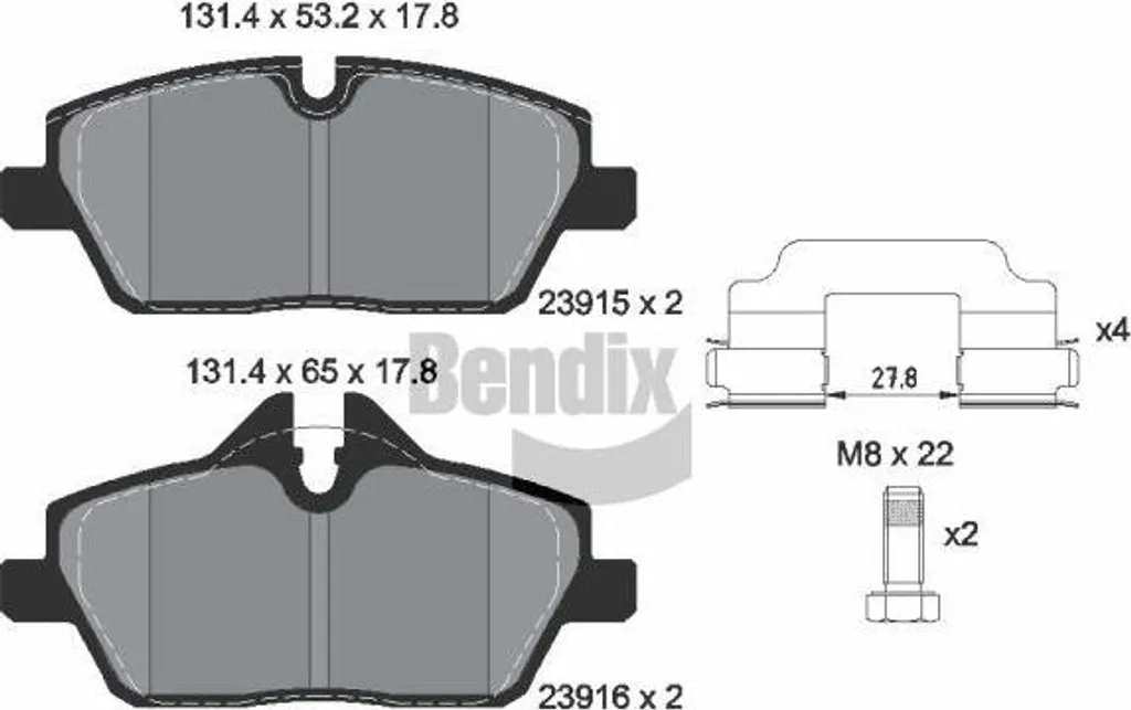 Plaquettes de frein haute résistance BENDIX BPD1030 compatible Mini