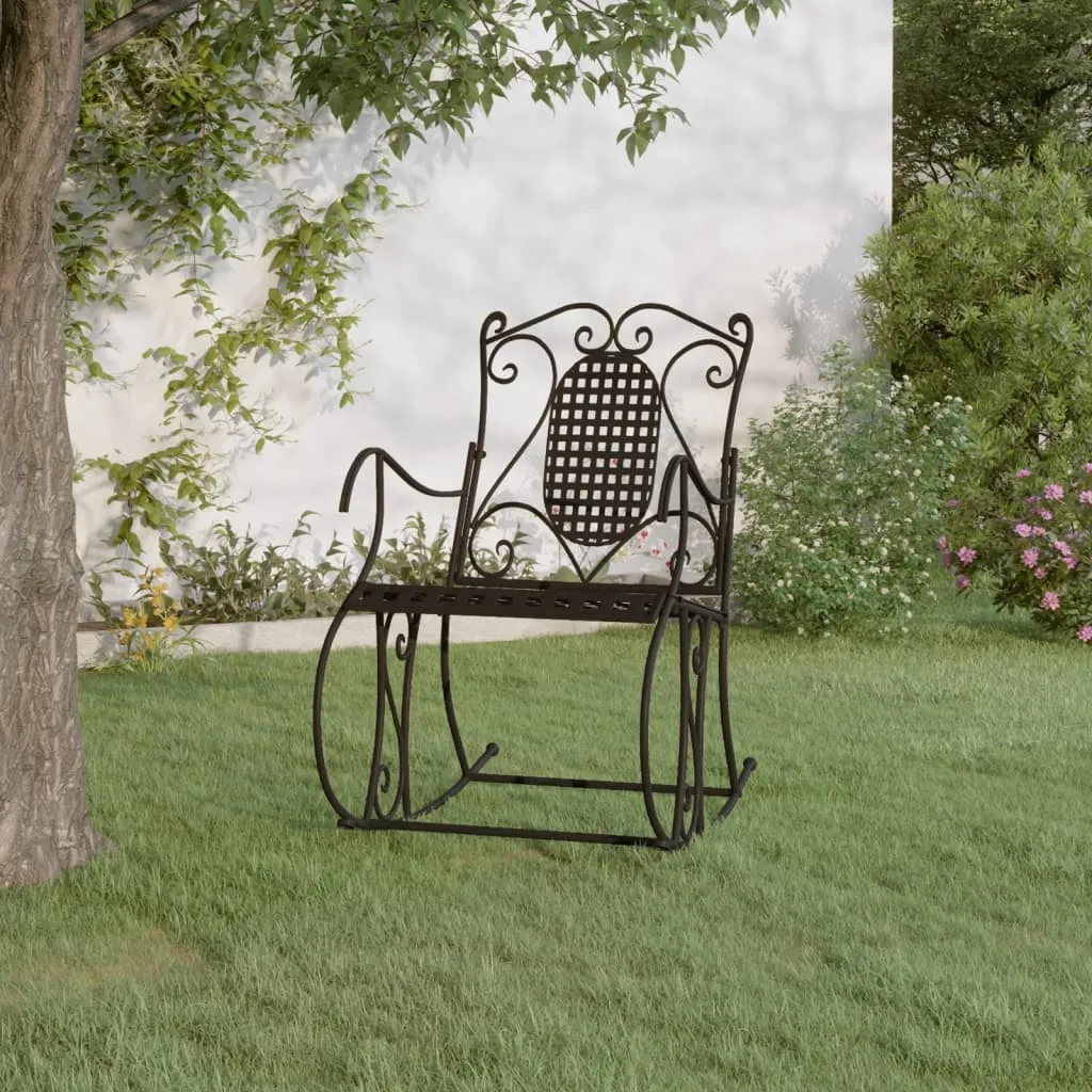 Chaise à bascule en Acier Noir 84 cm - Structure Robuste et Confort Durable - 2