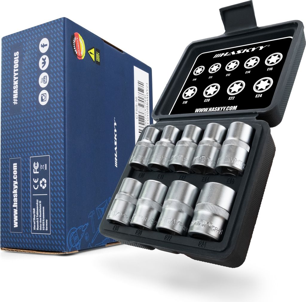 HASKYY Aussen Torx Nüsse Stecknüssesatz 1/2" E10-E24 Produktbild 