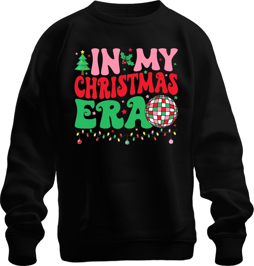 In My Christmas Era Weihnachten Disco Kugel Lichterkette Retro Uni Sweatshirt Pullover, Schwarz, XL