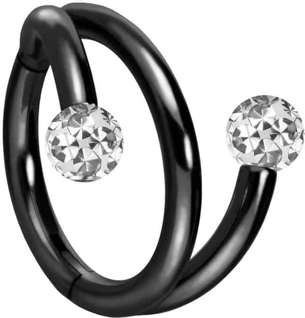 Ohrpiercing, Nasenpiercing, Septum Piercing Titan Segmentring Clicker mit Innengewinde 3 RINGE + 2 EPOXY-KUGELN Schwarz Innendurchmesser: 12mm | Ku...
