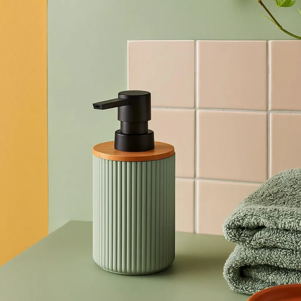 Berilo Dispenser Sapone Menta a Strisce 16,5 cm - Eleganza per il Bagno - 5