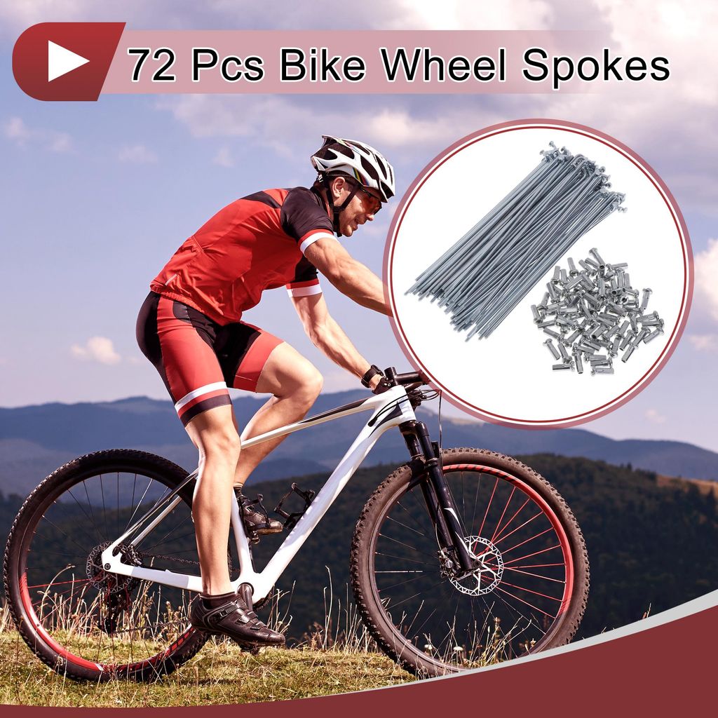 72 Satz 14G Fahrradspeichen 127mm Fahrradspeichen Kohlenstoffstahl Verzinkt Silber Ton