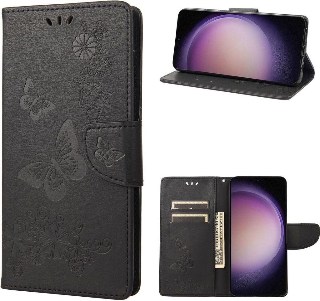 König Design Hülle kompatibel mit Kunstleder Handyhülle - Handy Case Schwarz
