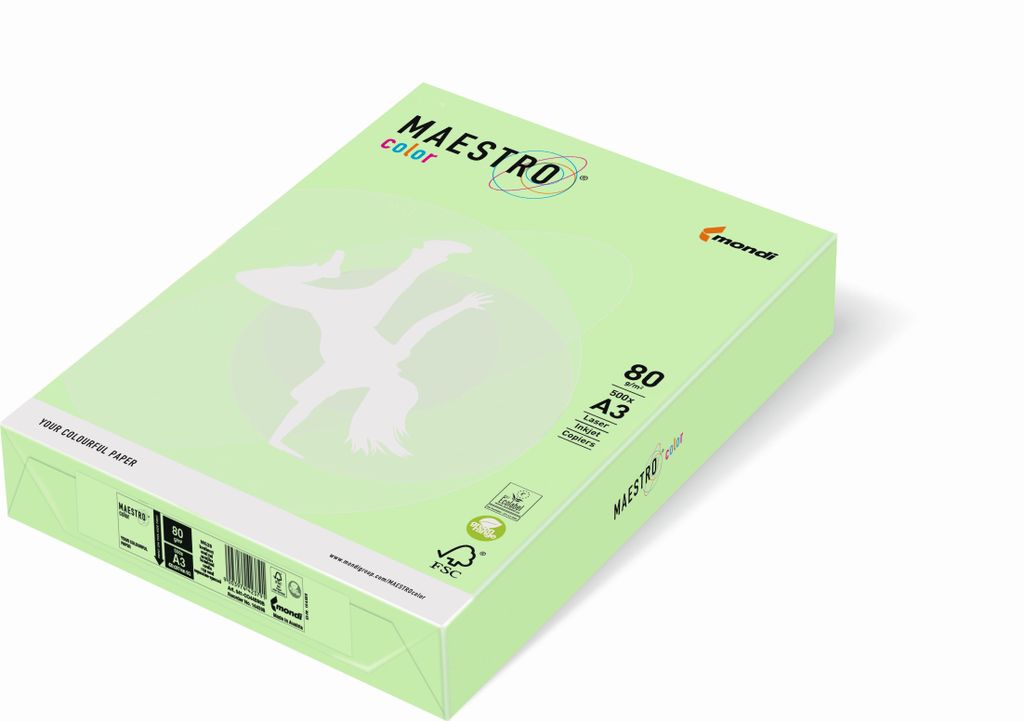 MAESTRO COLOR 9417-MG28B80B Kopierpapier MAESTRO Color Pastell, A3, 80g/m², 500 Blatt, mittelgrün