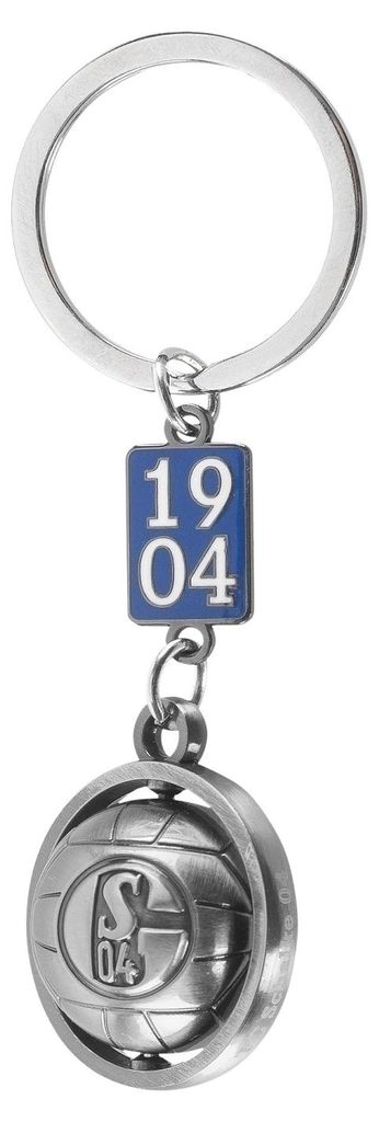 FC Schalke 04 Schlüsselanhänger Retro-Ball silber, blau STK Produktbild 