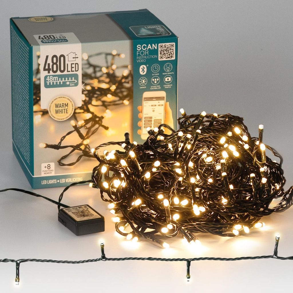 IP44 Strombetrieben Weihnachtsdeko Clusterlichterkette Büschellichterkette Weihnachtsbeleuchtung Dimmbar mit Timer für Innen/Außen Warmweiß ECD Germany LED Cluster Lichterkette mit 768 LEDs 5,5m 