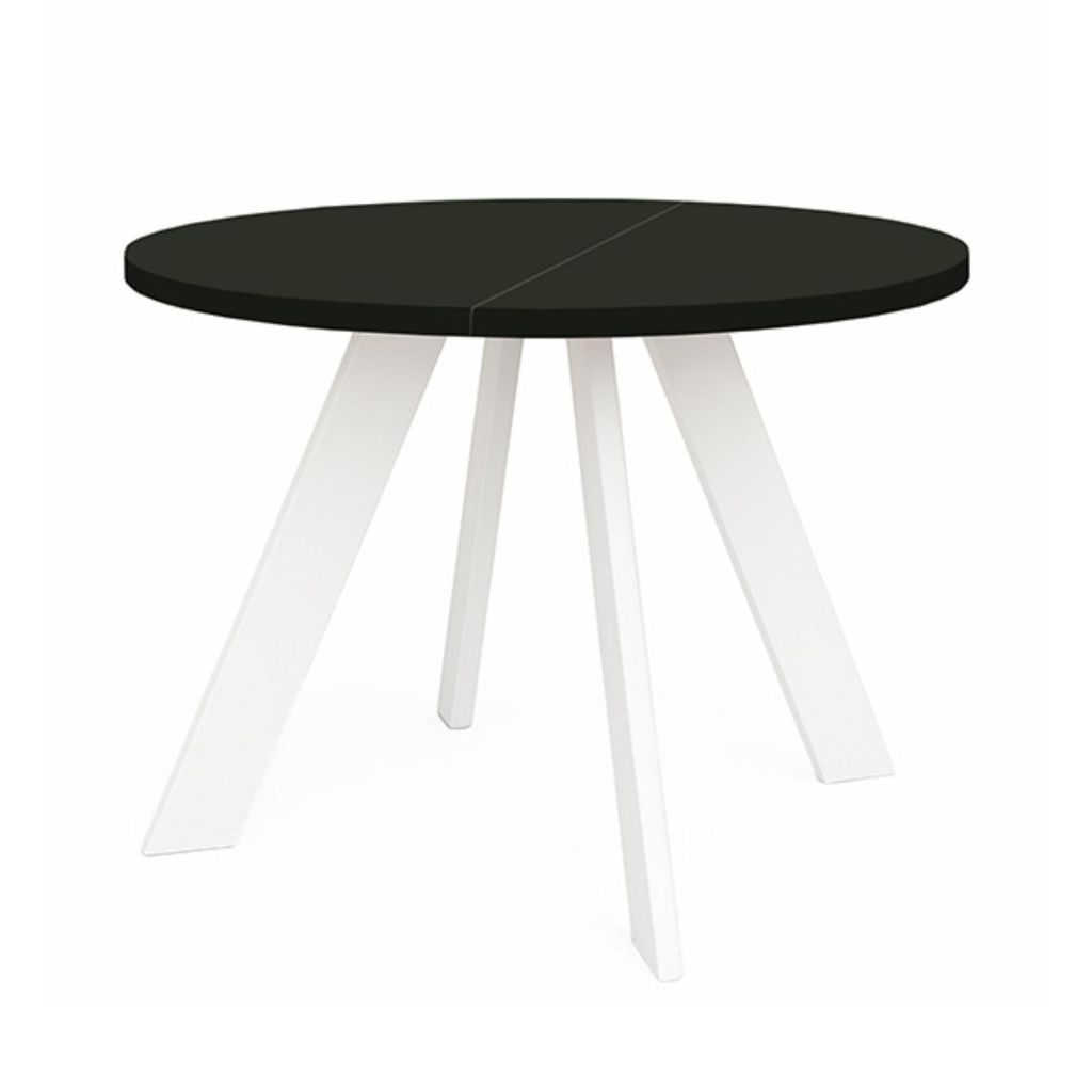 Runder Ausziehbarer Tisch für Esszimmer, LEX, Loft-Stil, Skandinavische, Durchmesser: 120 / 220 cm, Farbe: Schwarz / Weiß