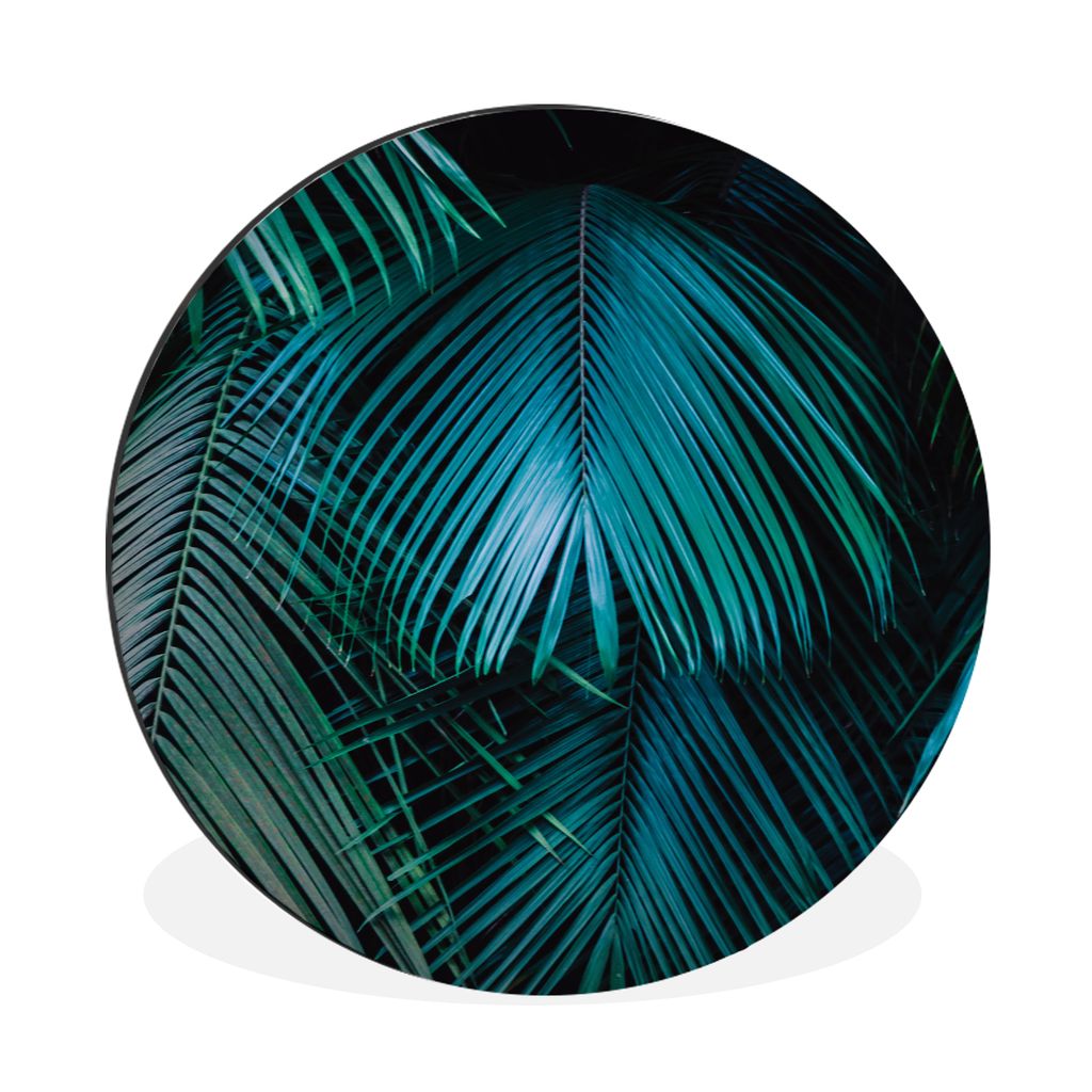 MuchoWow Aluminium Wandkreis Palmenblatt - Tropisch - Natur - Dschungel Ø 60 cm Wanddeko Modern Wohnzimmer - Wand Kreis - Wandbild - Schlafzimme...