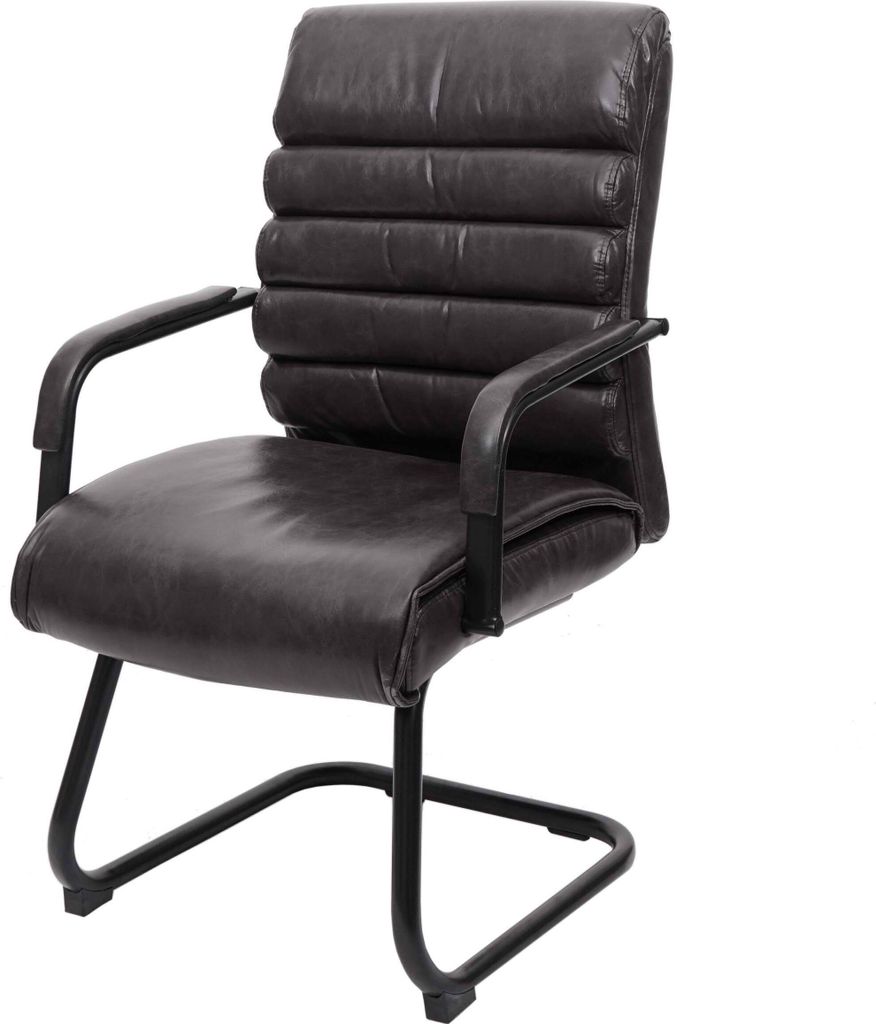 Konferenzstuhl MCW-H31, Esszimmerstuhl Freischwinger Stuhl, Vintage Wildleder-Optik Metall MVG Kunstleder schwarz