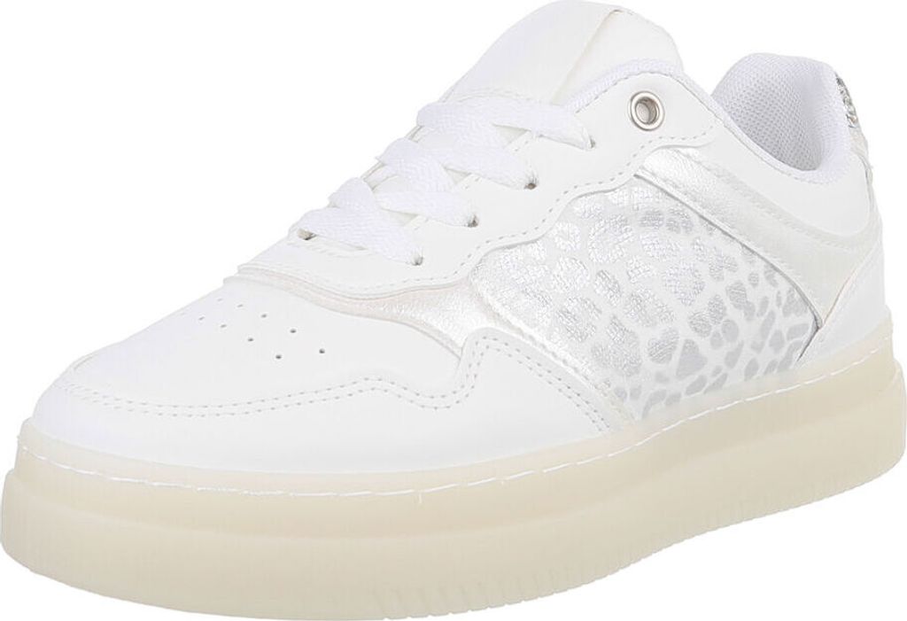 Ital-Design Damen Freizeitschuhe Lederoptik Sneakers Low 88828198 Weiß Gr. 40