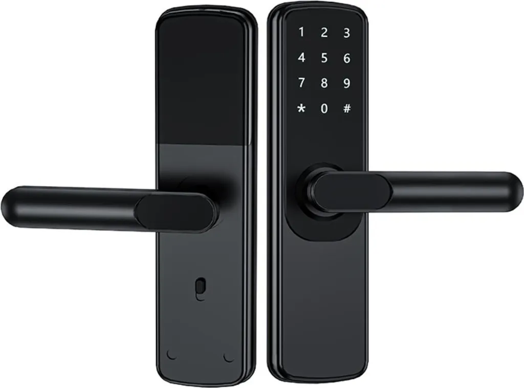 Serrure de porte intelligente INF - Empreinte, Code, RFID et Clé de secours