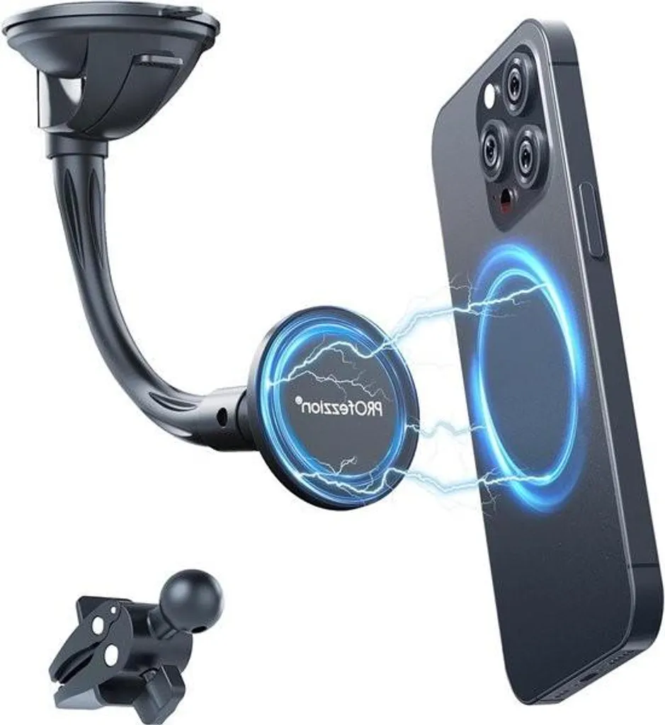 Support téléphone voiture magnétique avec ventouse et anneau MagSafe