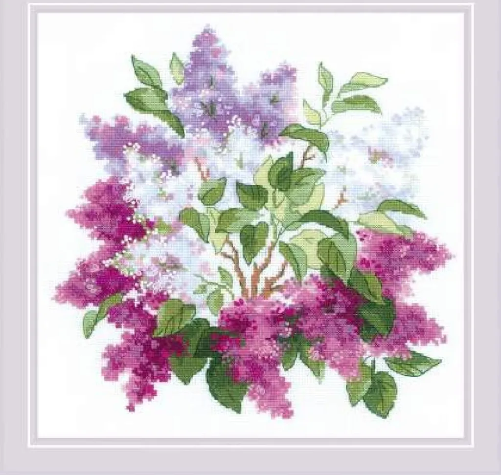 Kit Broderie Fleurie pour Coussin ou Cadre - Riolis Lila Blossom 40cm