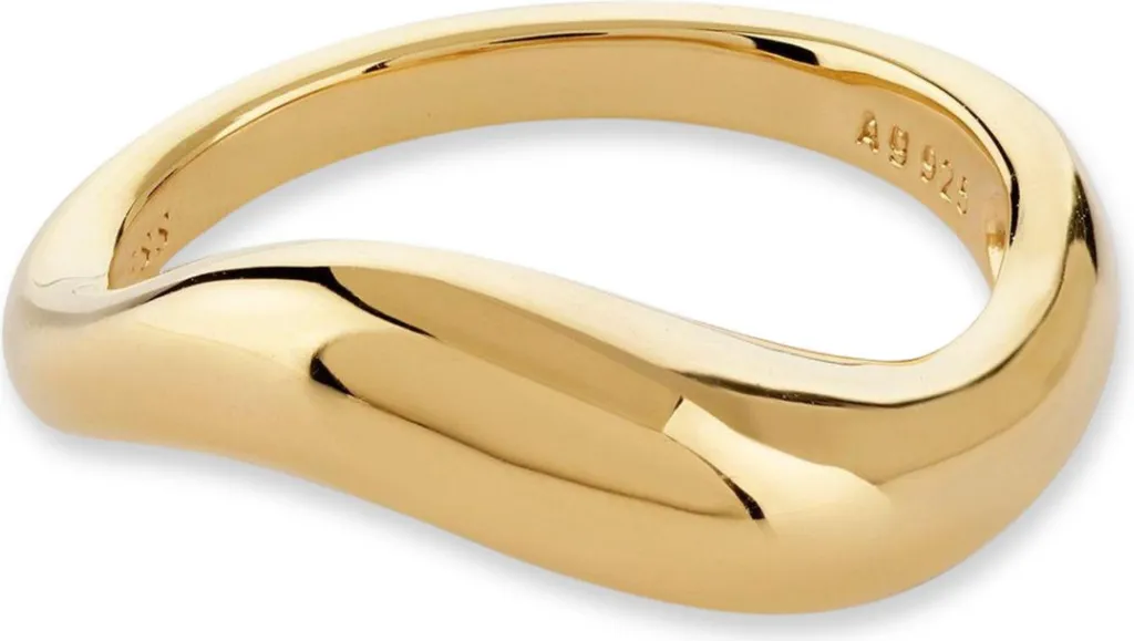 Anello GUESS Los Angeles UBR20001 In Acciaio Inox Placcato Oro - Aperto Con Lettere Logo - Accessorio Donna