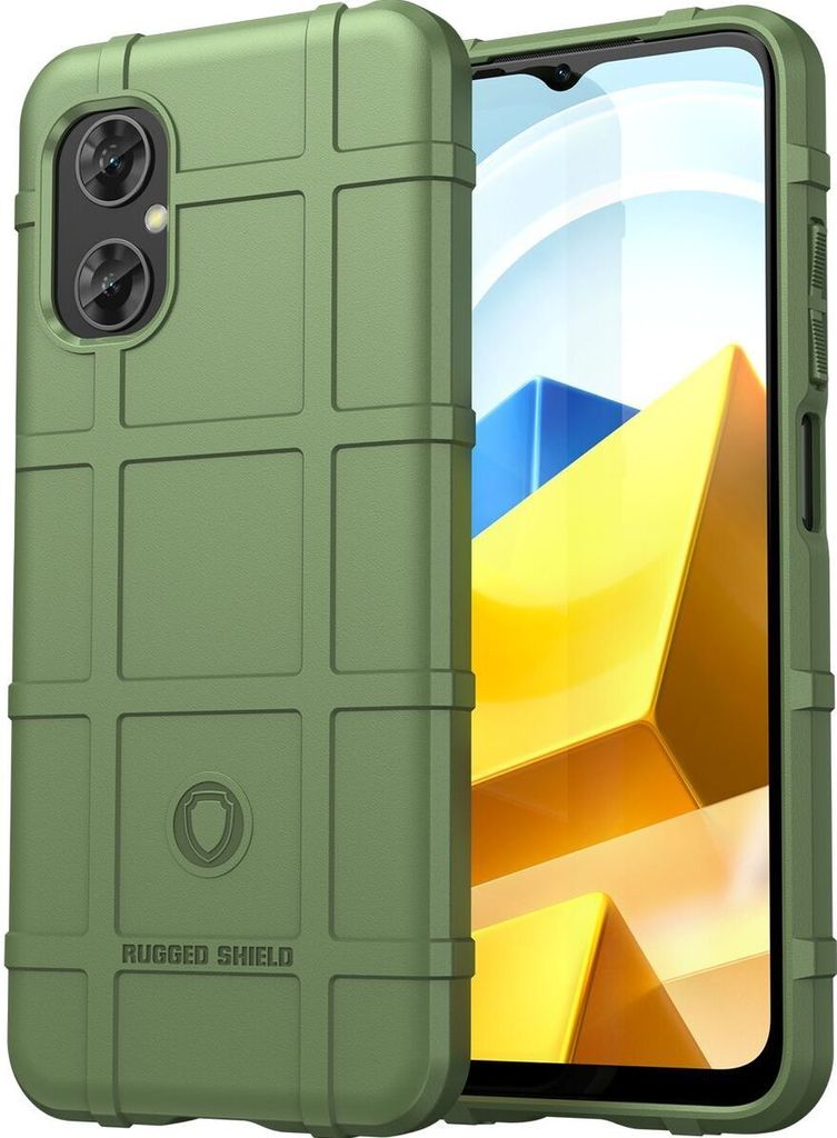 Mobigear Rugged Shield POCO M5 Hülle Flexibles TPU Backcover Stoßfest - Grün