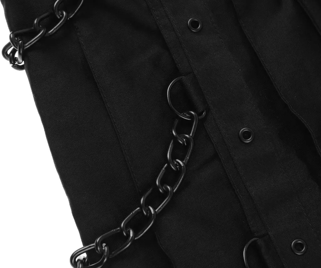 Kilt Utility Nero Denim L - Design Scozzese Moderno con Catene - 4