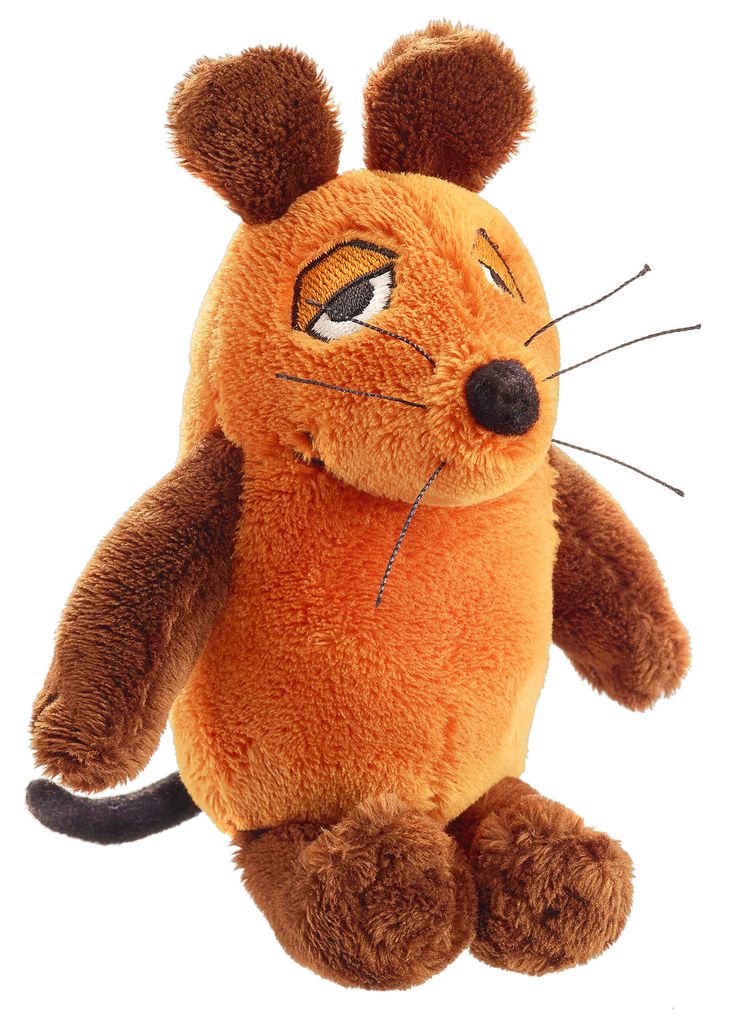 A plush toy mouse is shown against a white background.
