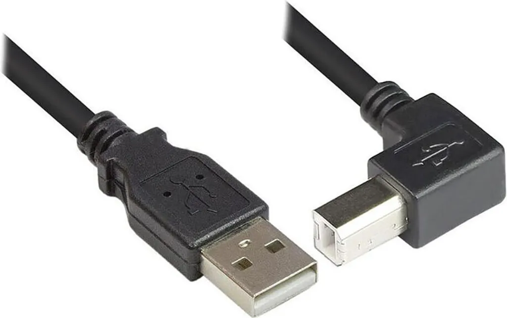 Câble USB 2.0 Type B Mâle Coudé 1m Noir Techly pour Espaces Restreints - 6