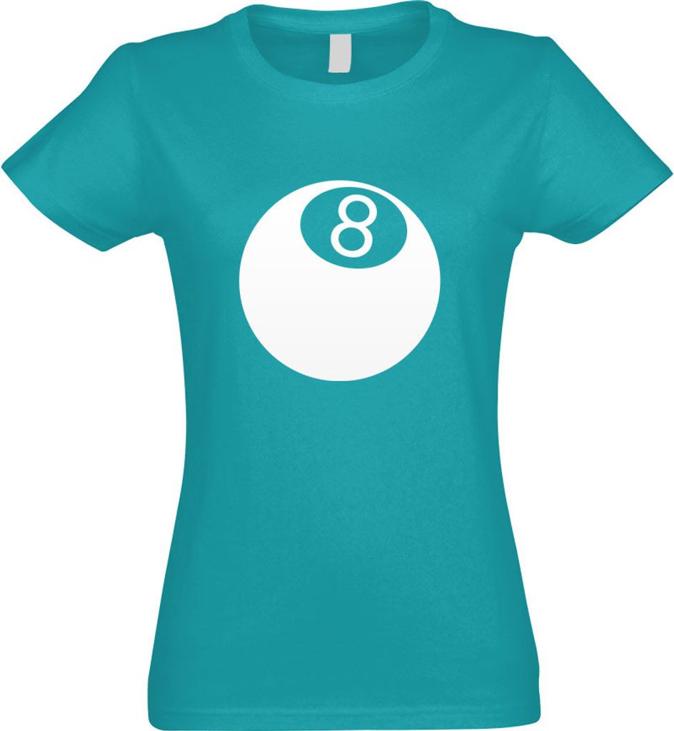Kiwistar - T-Shirt tailliert - Damen - türkis - 8 Ball - mit Motiv Bedruckt - Funshirt Design - Sport - Freizeit - Damen - L